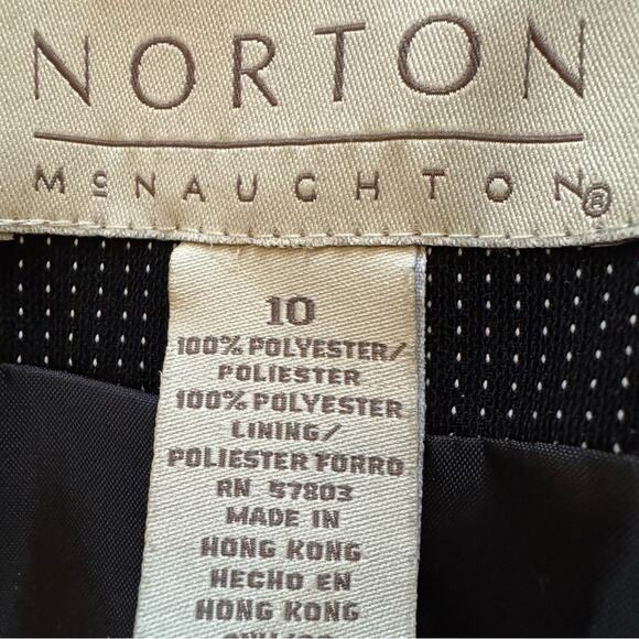 Norton McNauchton black white two button 3/4 sleeve blazer jacket size 10
 b28 - Picture 2 of 5